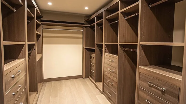 bedroom closet with custom cabinetry
