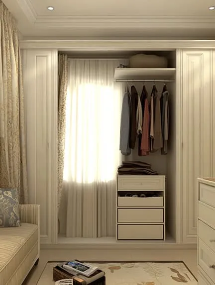 bright closet with accessories