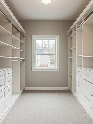 bright custom closet installation in a bedroom