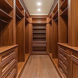oak custom walk in closet