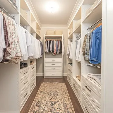 white custom walk in closet