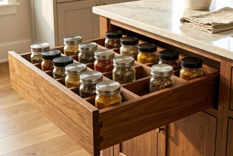 Spice Drawer Organizer Ideas Built In Solutions for a Smarter Kitchen